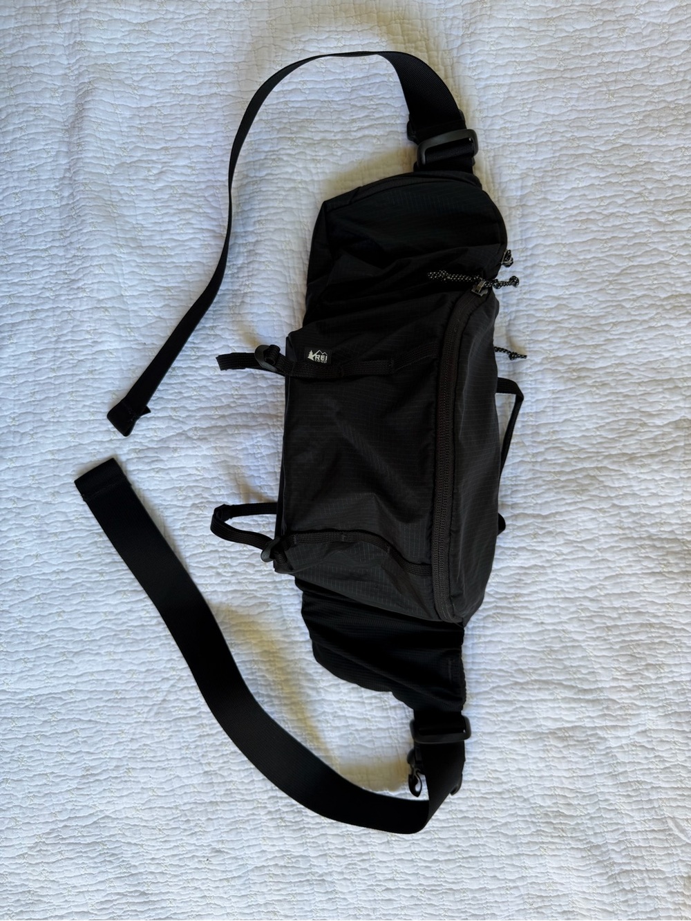 REI Black Waist Sling Pack with Adjustable Strap